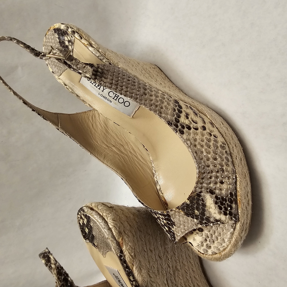 Jimmy Choo Snakeskin Wedge Sandals - Picture 2 of 8